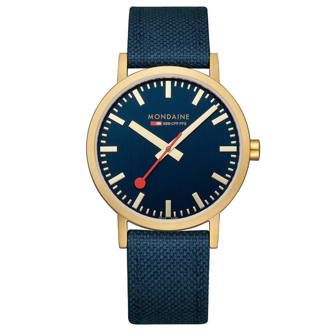 Mondaine Official Swiss Railways Classic Deep Ocean Blue Textile 40mm Watch