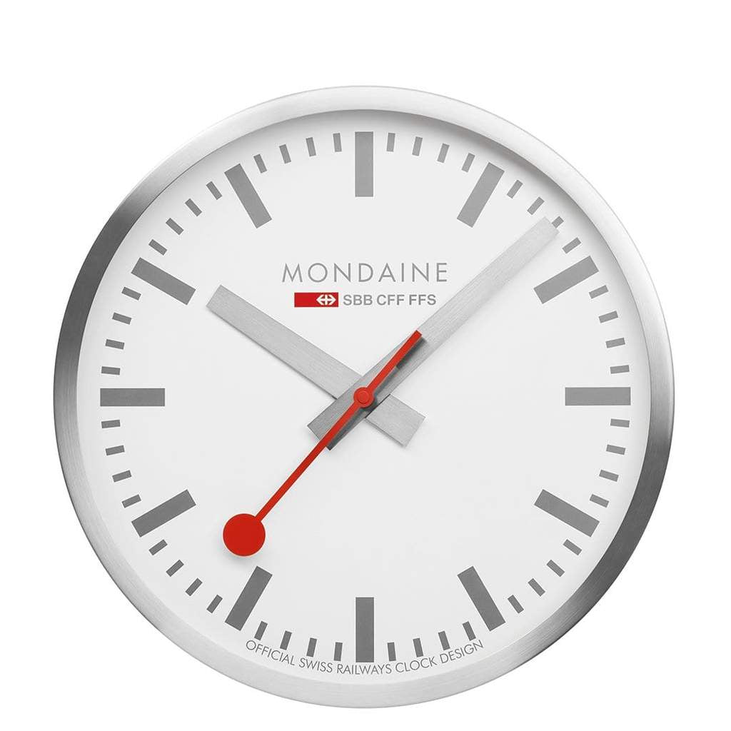 Mondaine Official Silver Pure Wall Clock 25cm