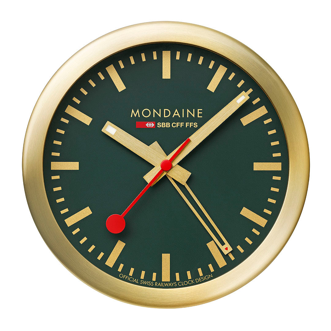 Mondaine Official Swiss Railways Forest Green Alarm Clock 125mm