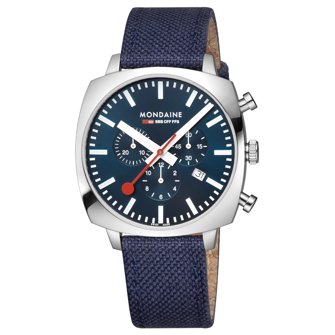 Mondaine Official Swiss Railways Grand Cushion 41mm Deep Ocean Blue Watch Set