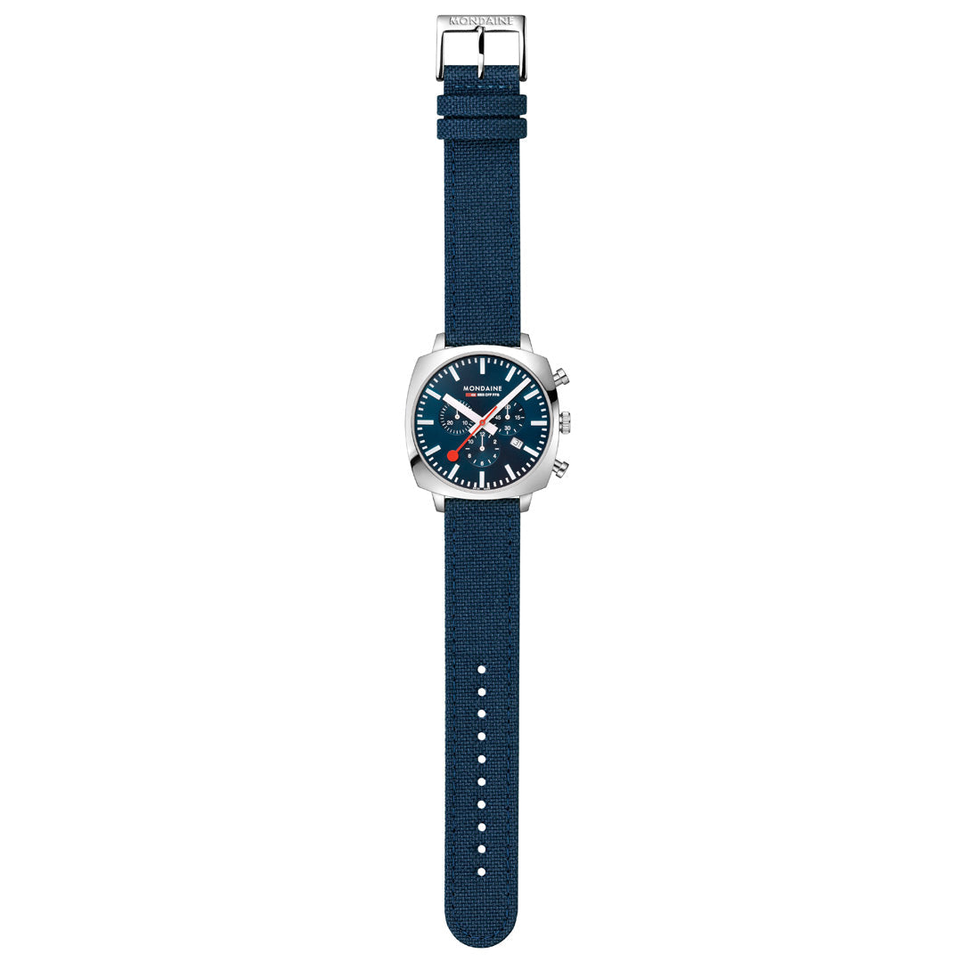 Mondaine Official Swiss Railways Grand Cushion 41mm Deep Ocean Blue Watch Set