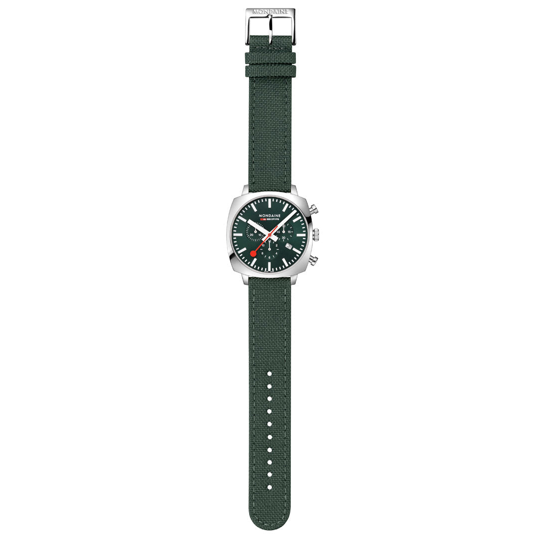 Mondaine Official Swiss Railways Grand Cushion 41mm Forest Green Watch Set