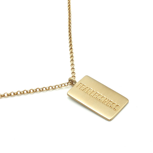 Fearlessness Engraved 9k Yellow Gold Necklace