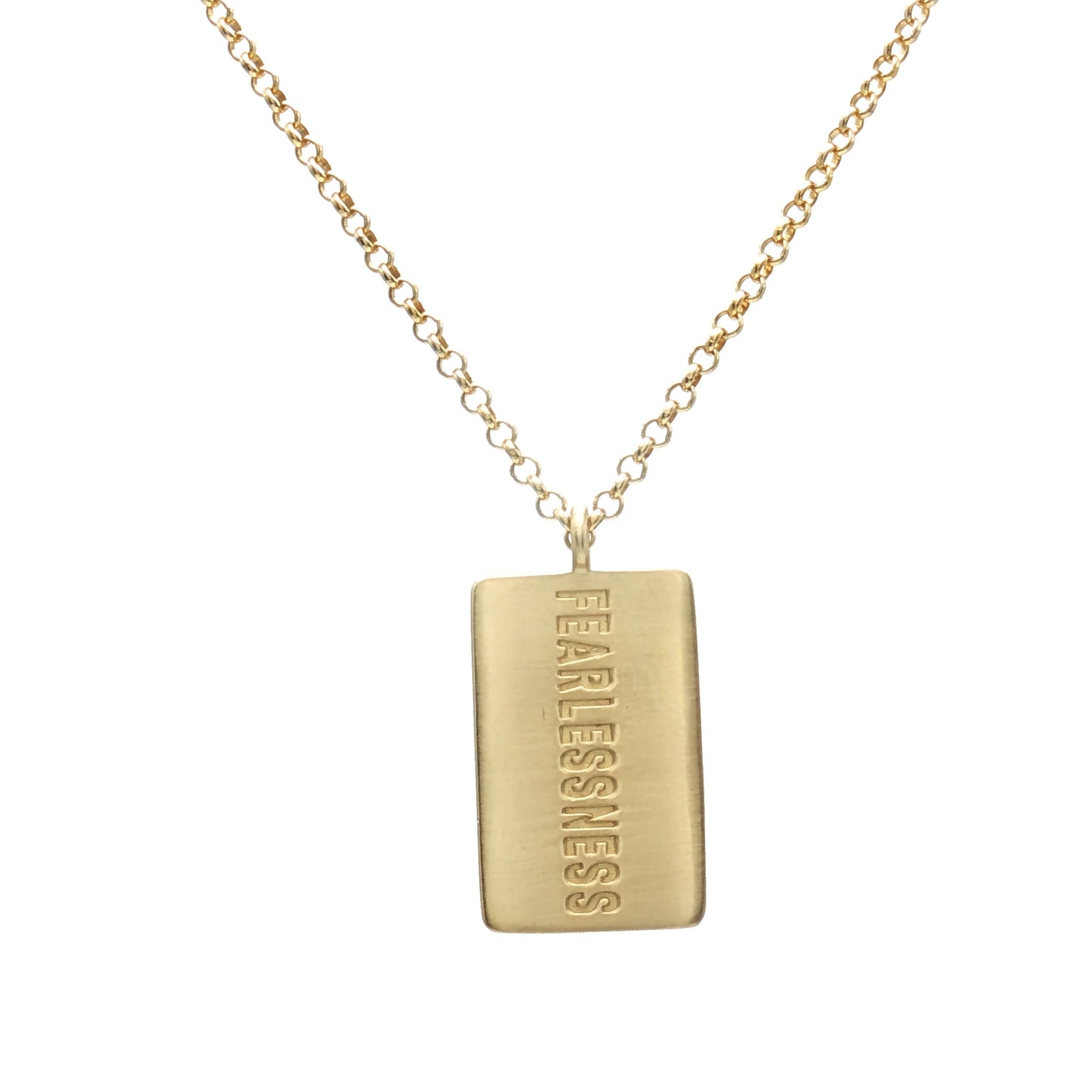 Fearlessness Engraved 9k Yellow Gold Necklace