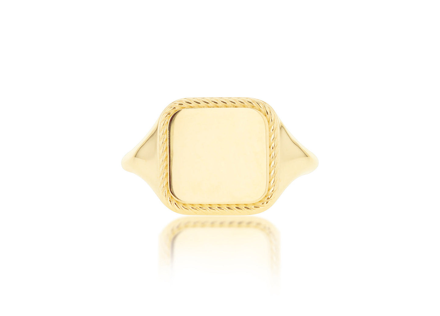 9K Yellow Gold Square Rope Signet Ring