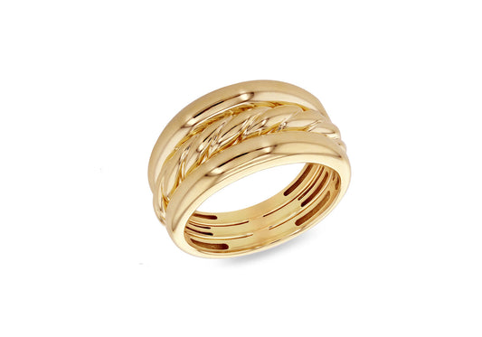 9K Yellow Gold Wide Rope Ring