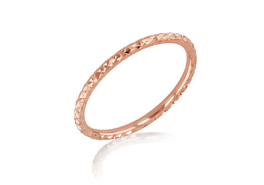 9K Rose Gold Solid Diamond-Cut Stacker Ring