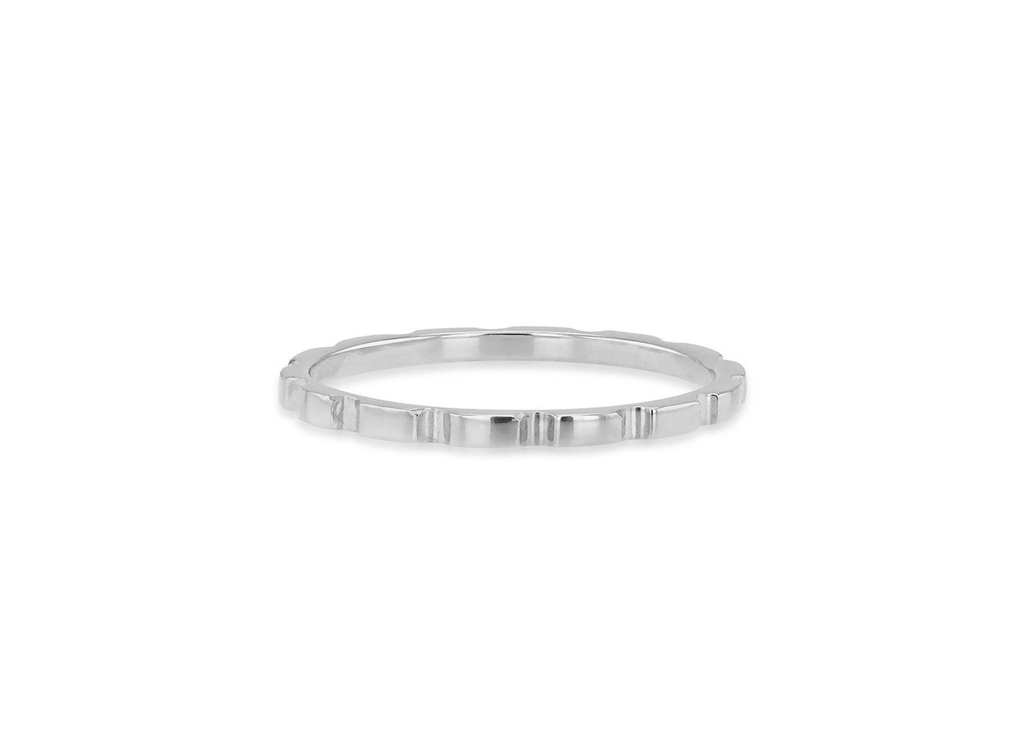 9K White Gold Brick Stacker Ring