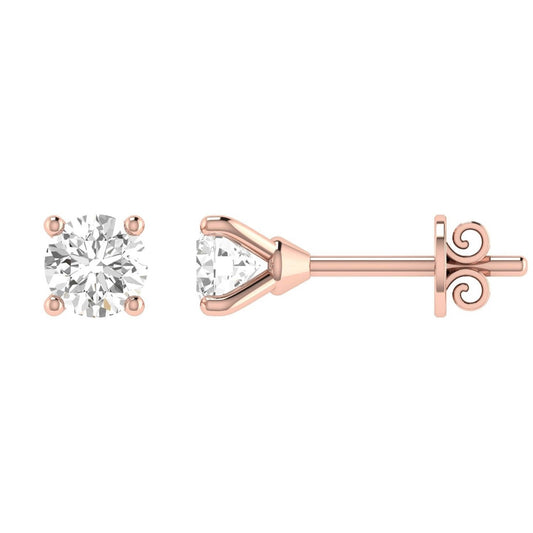 Diamond Stud Earrings with 0.08ct Diamonds in 9K Rose Gold - 9RCE08