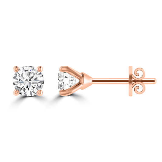 0.33ct GH I1 Diamond 4 Claw Studs in 9K Rose Gold
