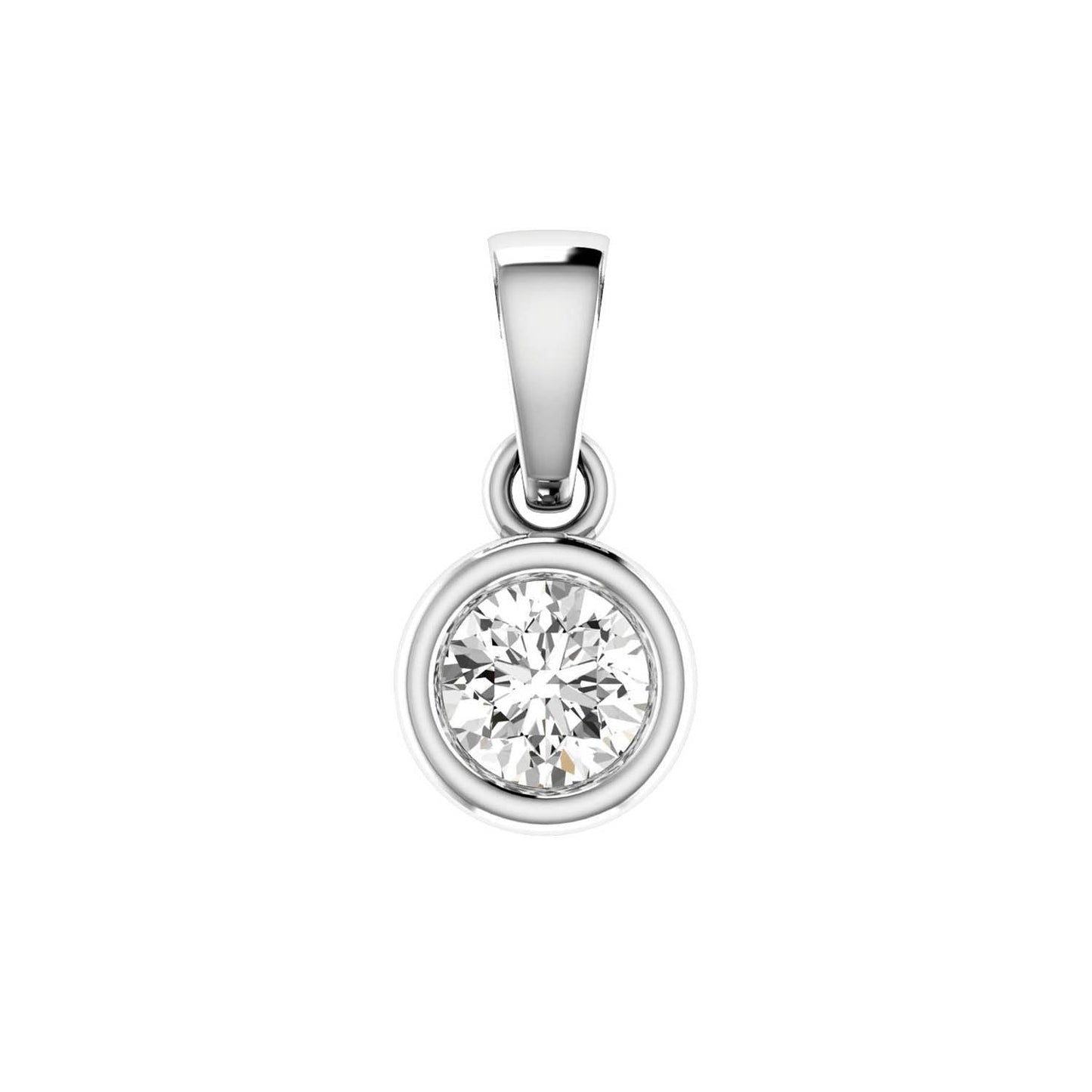 Diamond Solitaire Pendant with 0.08ct Diamonds in 9K White Gold - 9WBP08