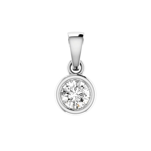 Diamond Solitaire Pendant with 0.10ct Diamonds in 9K White Gold - 9WBP10