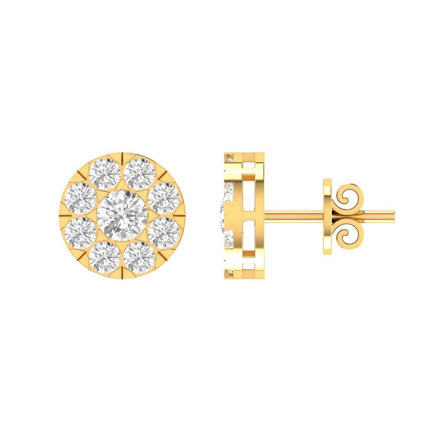 Cluster Diamond Stud Earrings with 0.10ct Diamonds in 9K Yellow Gold - 9YECLUS10GH