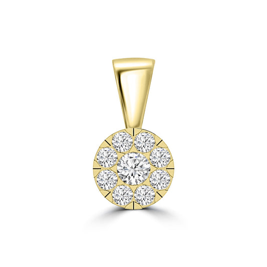 Cluster Diamond Pendant with 0.33ct Diamonds in 9K Yellow Gold - 9YPCLUS33GH