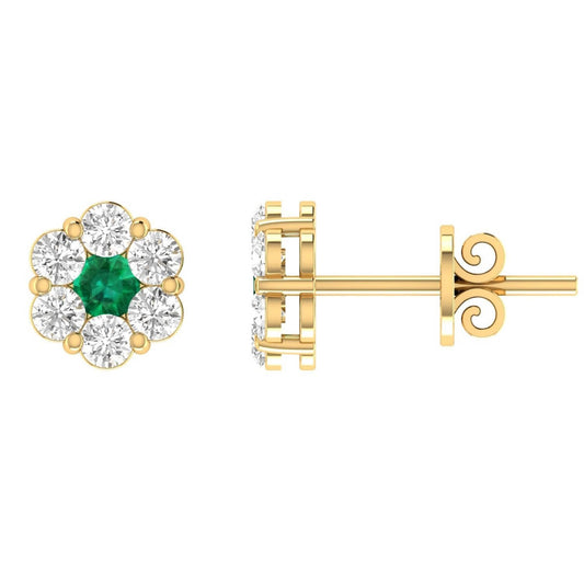 Emerald Diamond Stud Earrings with 0.24ct Diamonds in 9K Yellow Gold - 9YRE33GHE