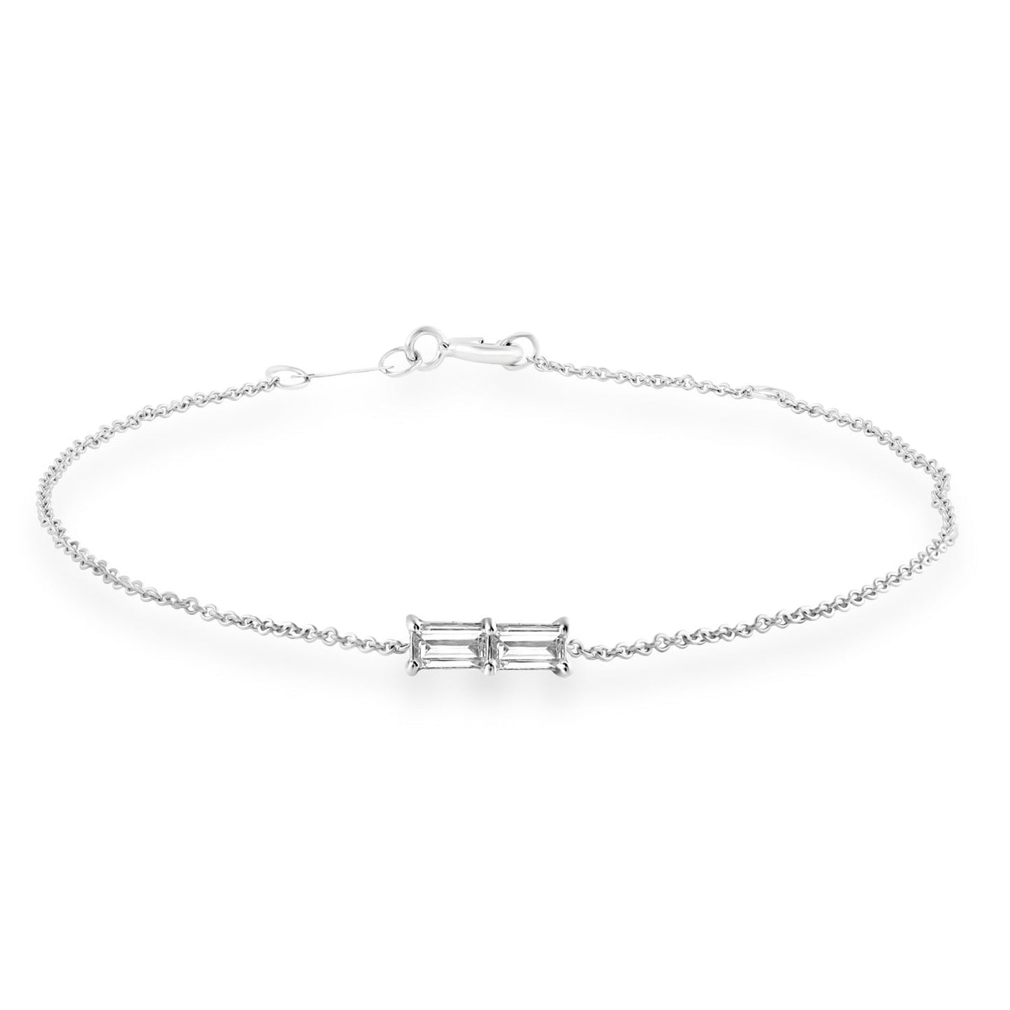 Bracelet with 0.06ct Diamonds in 9K White Gold 17+2cm