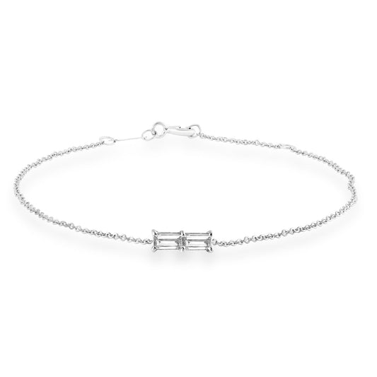 Bracelet with 0.06ct Diamonds in 9K White Gold 17+2cm