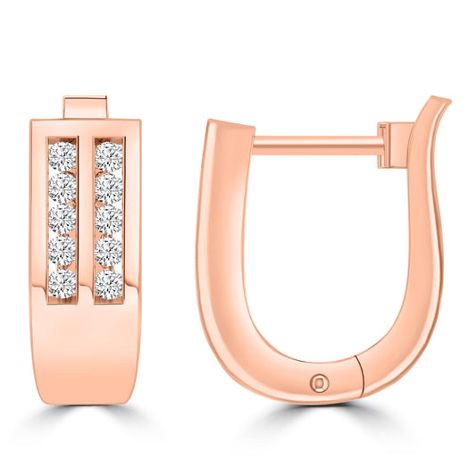 Diamond Huggie Earrings with 0.33ct Diamonds in 9K Rose Gold - D9RHUG33GH