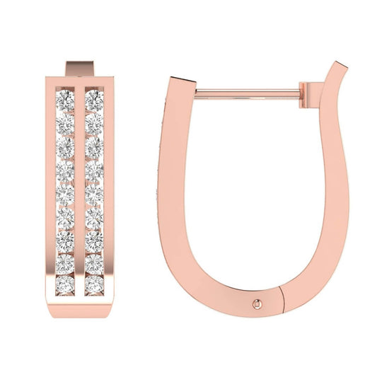 Diamond Huggie Earrings with 0.75ct Diamonds in 9K Rose Gold - D9RHUG75GH