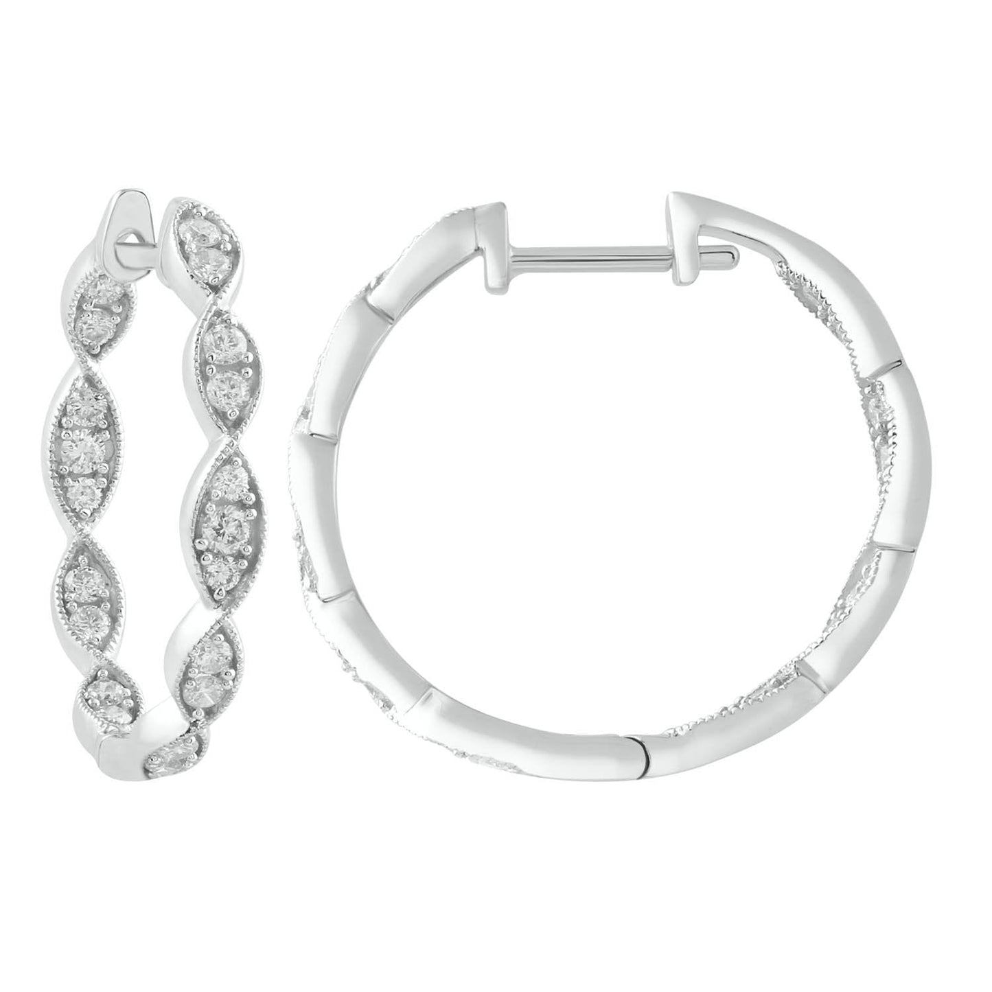 Inside Out Hoops with 0.50ct Diamonds in 9K White Gold