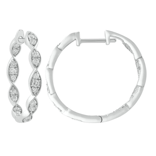 Inside Out Hoops with 0.50ct Diamonds in 9K White Gold