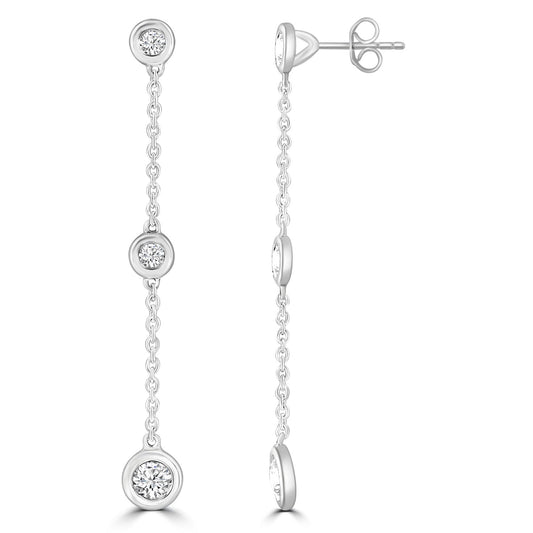 Diamond Chain Earrings with 0.25ct Diamonds in 9K White Gold