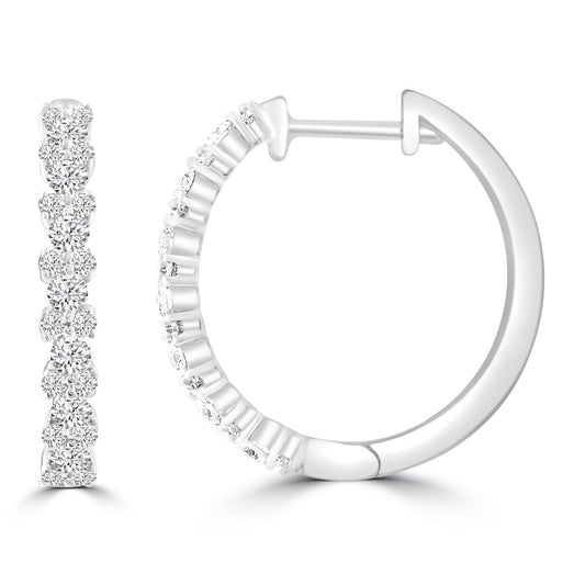 Diamond Hoop Earrings with 0.50ct Diamonds in 9K White Gold