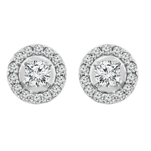 Halo Stud Earrings with 0.25ct Diamonds in 9K White Gold - EF-5120-W