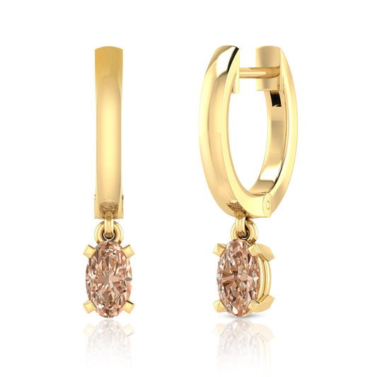 Oval Morganite Earrings in 9K Yellow Gold