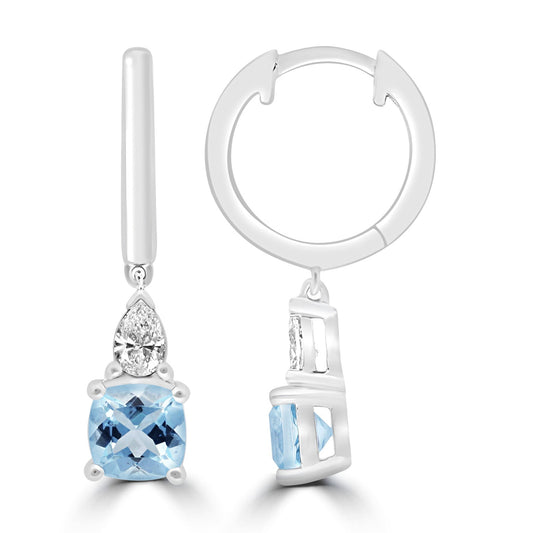 0.20ct HI I1 Diamond & Aquamarine Earrings in 9K White Gold