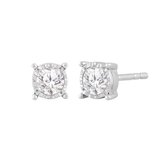 Stud Earrings with 0.25ct Diamond in 9K White Gold