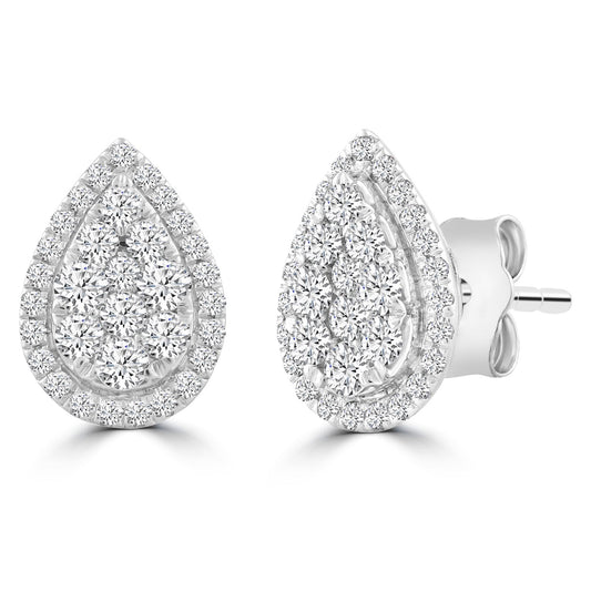 Diamond Pear Stud Earrings with 0.50ct Diamonds in 18K White Gold - IGE-14494-050-18W