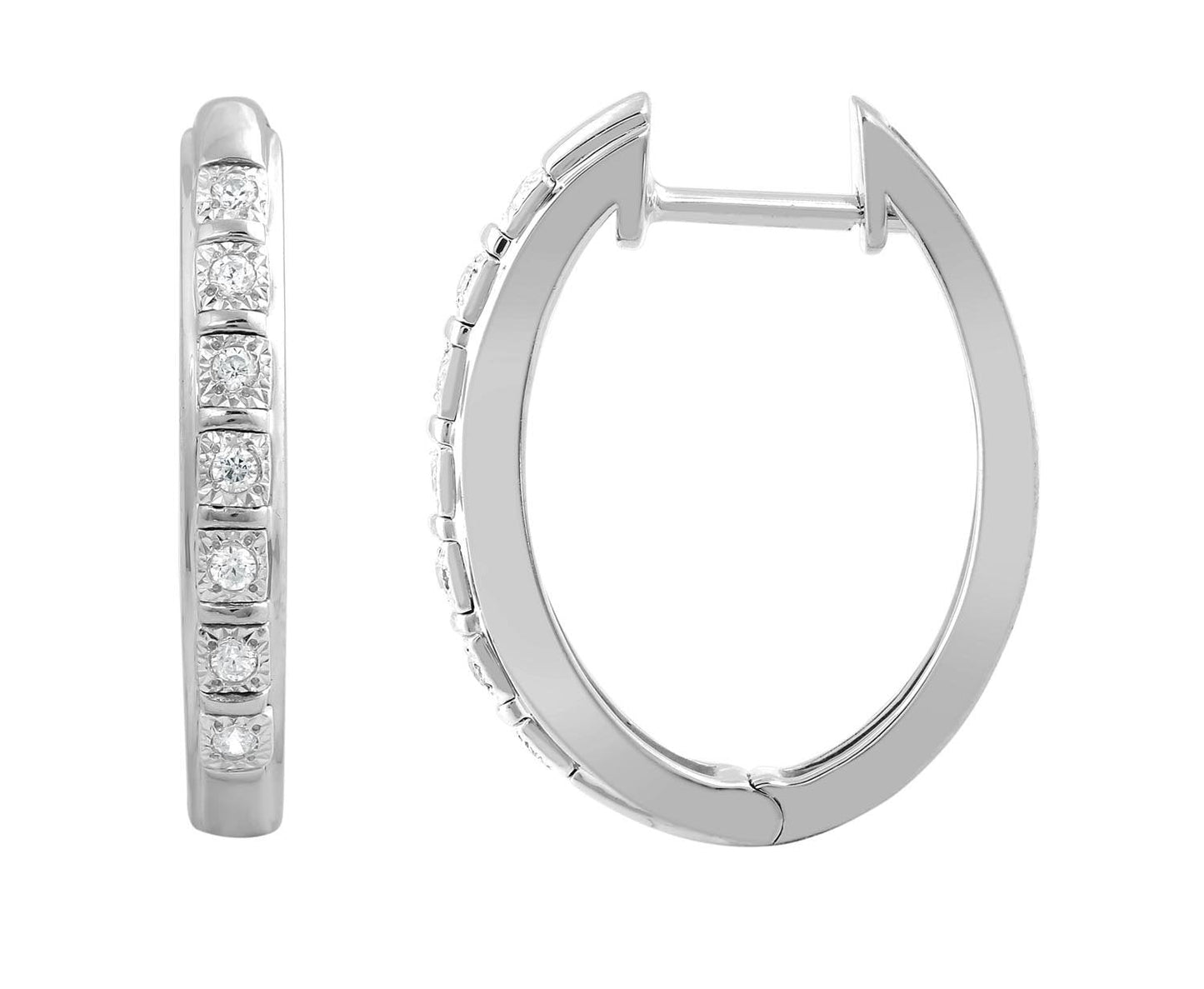 Huggie Earrings with 0.10ct Diamonds in 9K White Gold