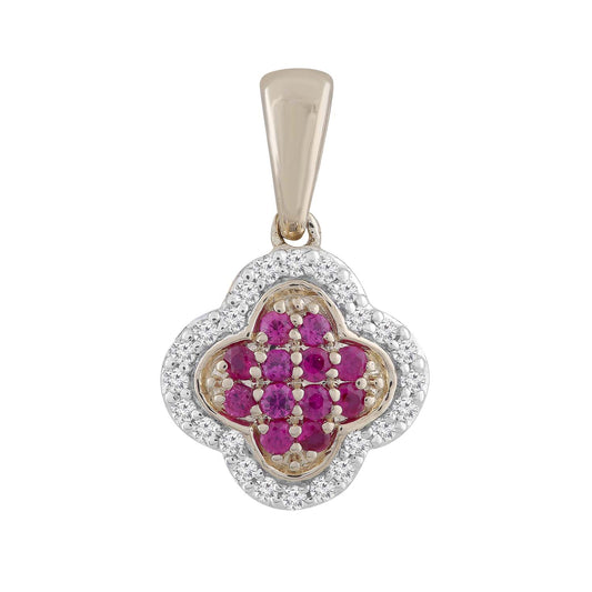 Ruby Pendant with 0.07ct Diamonds in 9K Yellow Gold