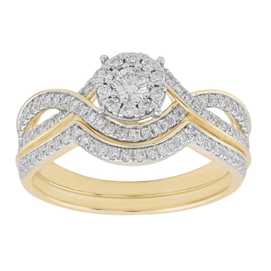 Engagment & Wedding Ring Set with 0.50ct Diamonds in 9K Yellow Gold