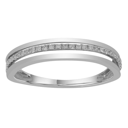 Band Ring with 0.10ct Diamonds in 9K White Gold