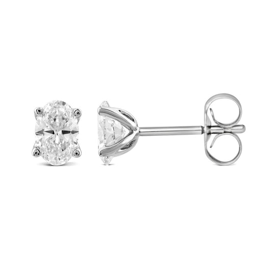 1.00ct Lab Grown Diamond Ear Studs in 18K White Gold