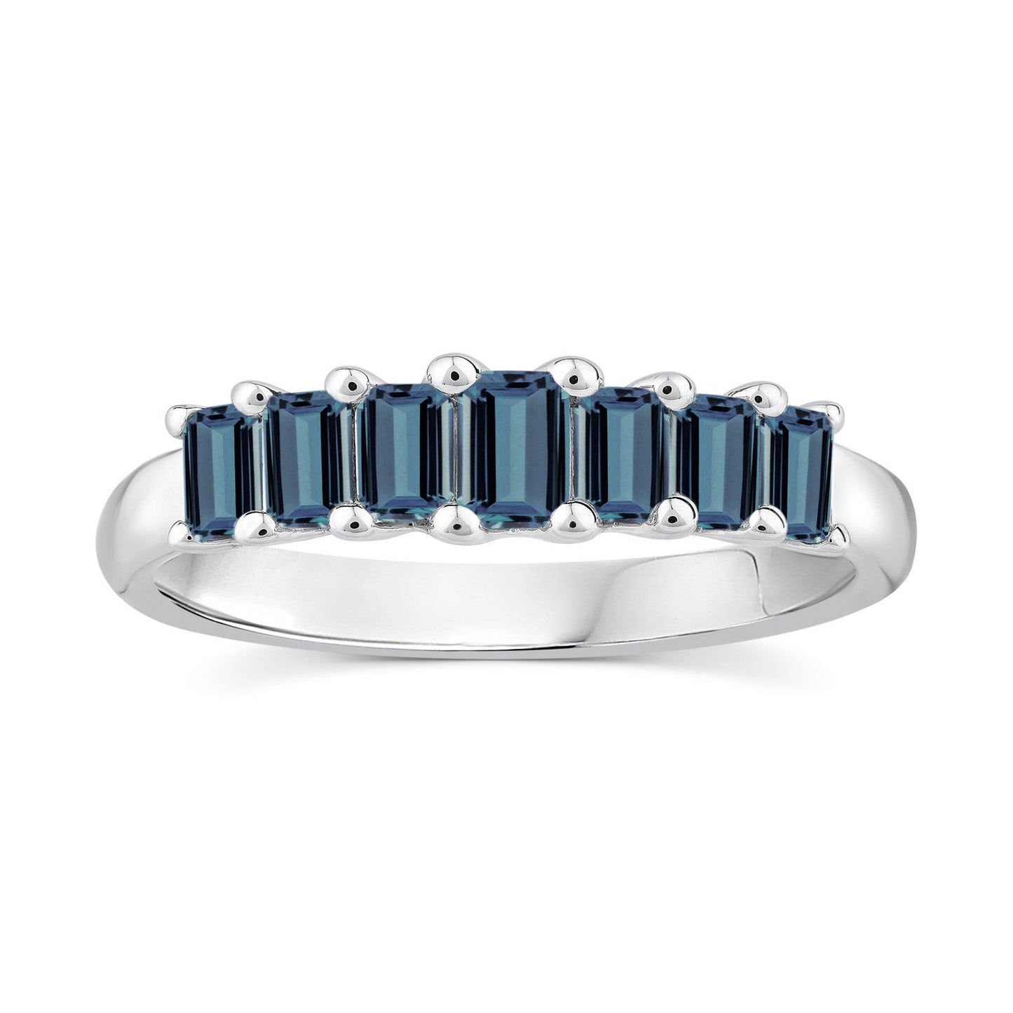 Emerald Cut London Blue Topaz Ring in 9K White Gold