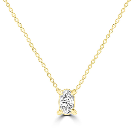 Diamond Oval Necklace with 0.25ct Diamonds in 9K Yellow Gold