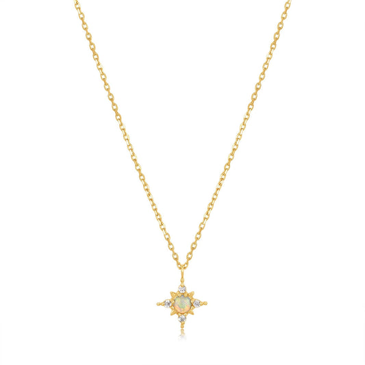 Ania Haie 14kt Gold Opal and White Sapphire Star Necklace