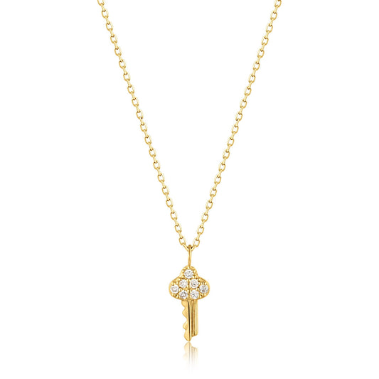 Ania Haie 14kt Gold Natural Diamond Key Necklace