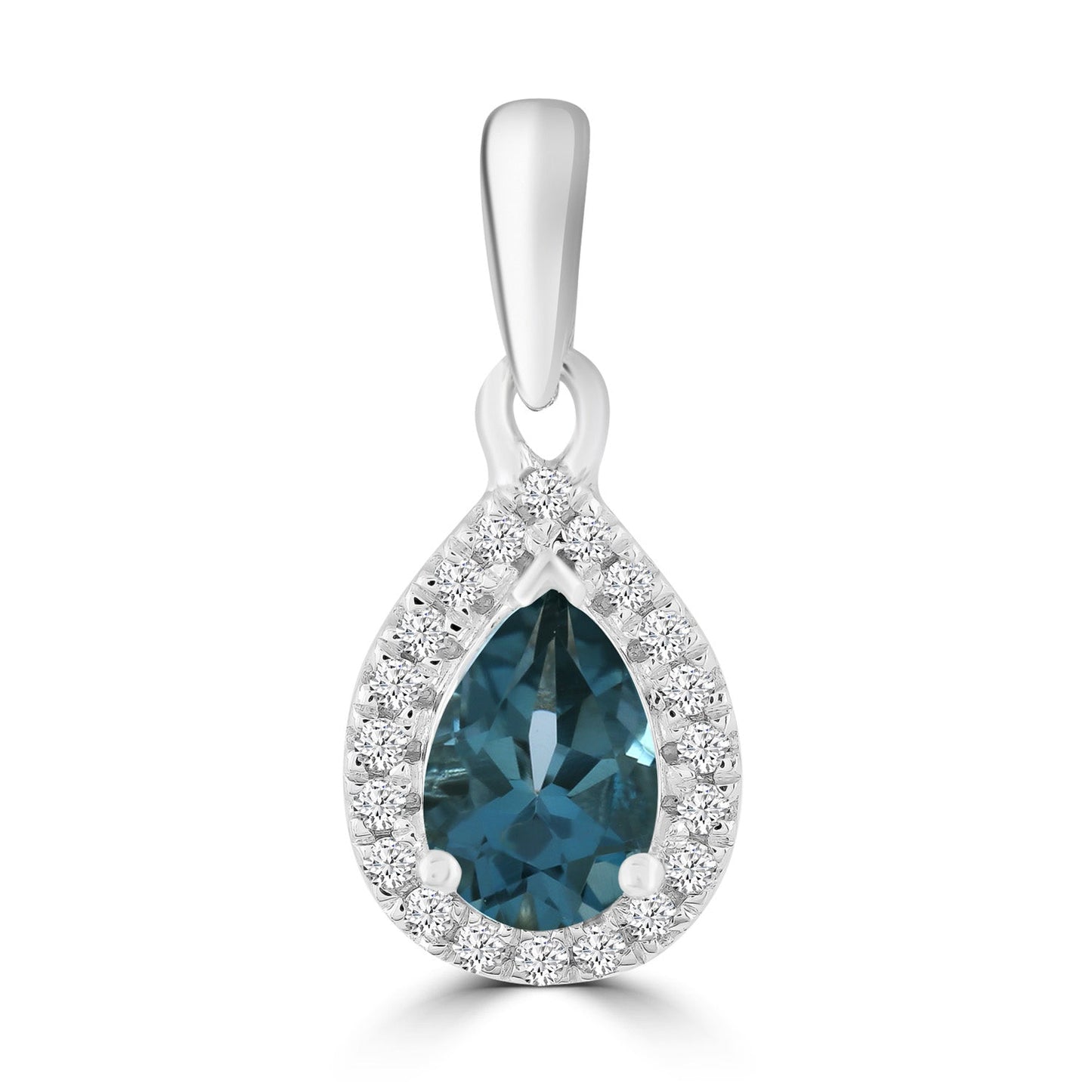 Diamond London Blue Topaz Pendant with 0.07ct Diamonds in 9K White Gold - P-19474BT-007-W