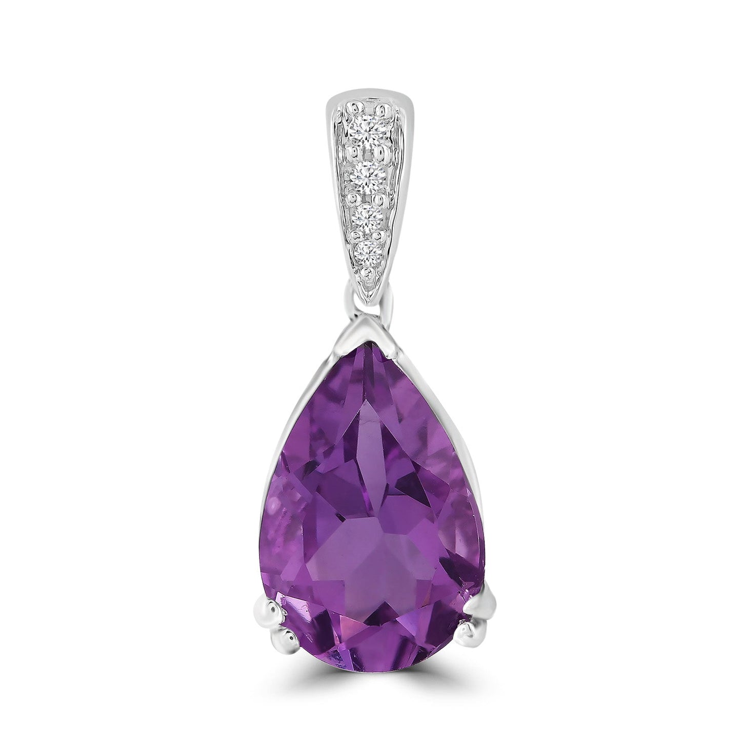 Amethyst Pendant with 0.02ct Diamonds in 9K White Gold