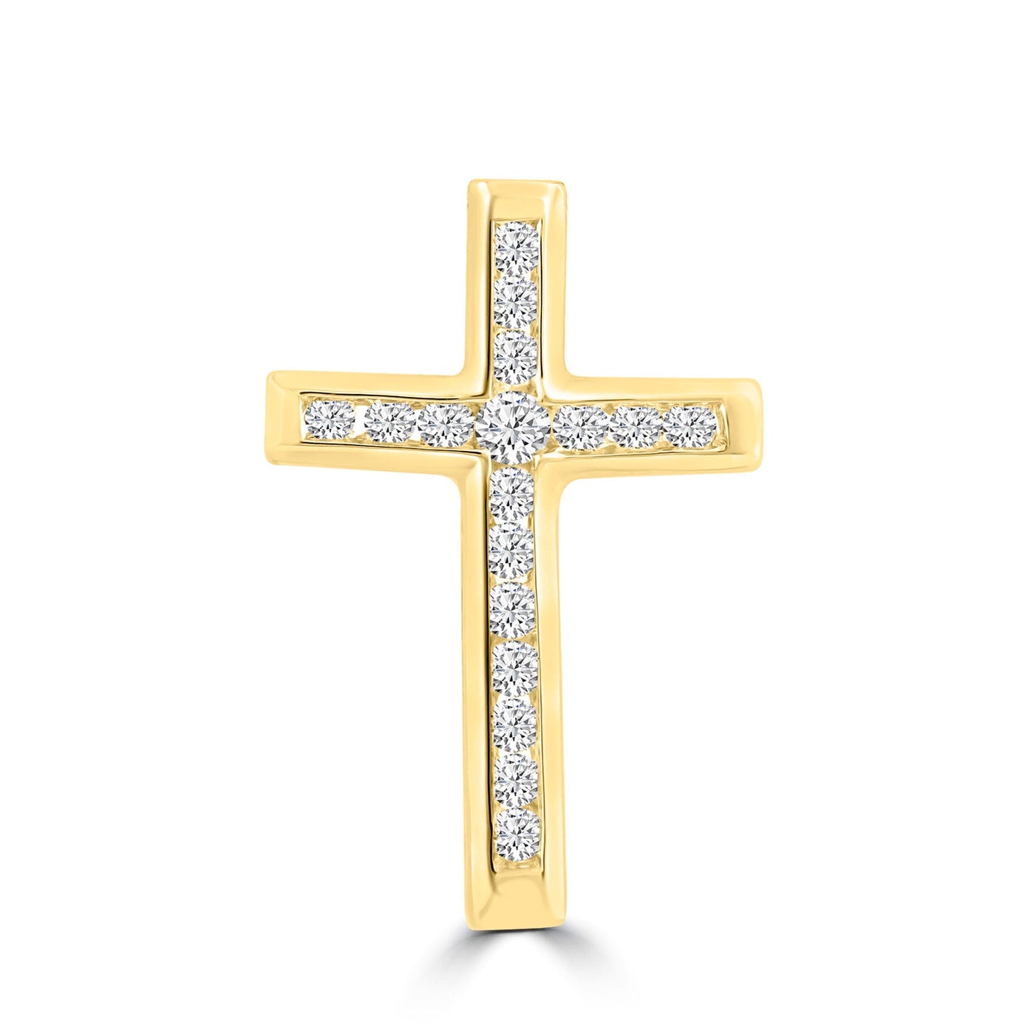 Diamond Cross Pendant with 0.10ct Diamonds in 9K Yellow Gold - PC-0174-Y