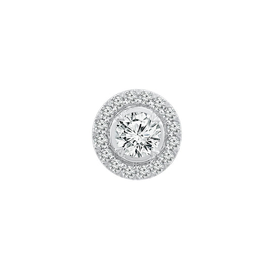 Halo Stud Pendant with 0.33ct Diamonds in 9K White Gold - PF-6140-W