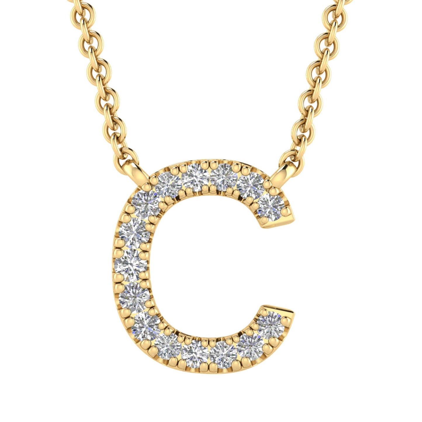 Initial 'C' Necklace with 0.06ct Diamonds in 9K Yellow Gold - PF-6265-Y