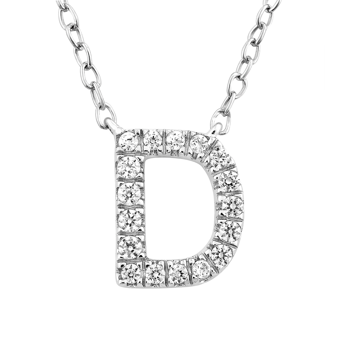 Initial 'D' Necklace with 0.09ct Diamonds in 9K White Gold