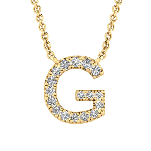 Initial 'G' Necklace with 0.09ct Diamonds in 9K Yellow Gold - PF-6269-Y