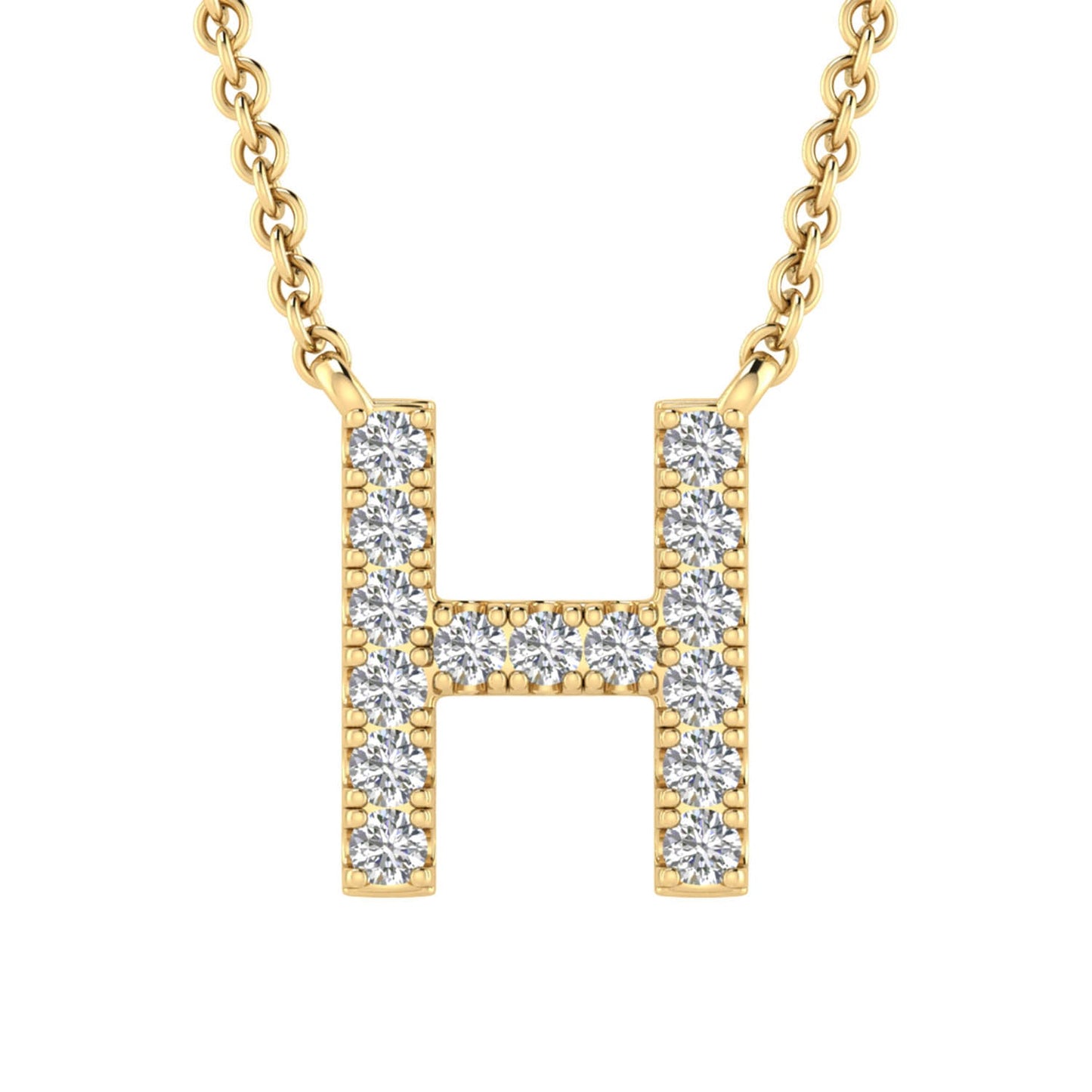 Initial 'H' Necklace with 0.09ct Diamonds in 9K Yellow Gold - PF-6270-Y