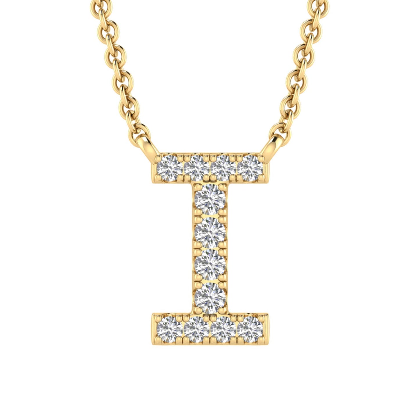 Initial 'I' Necklace with 0.06ct Diamonds in 9K Yellow Gold - PF-6271-Y